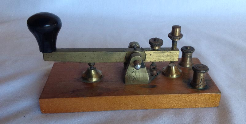 vintage brass and wood morse key instrument
